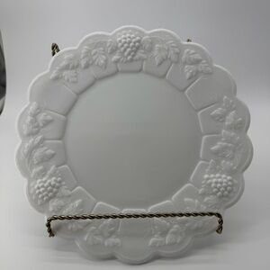 Vintage Plate Paneled Grape Milk Glass Dinner Plate WESTMORELAND 8.5 in Set of 2
